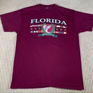 Vintage 1990s Red Florida Sportsman Single Stitch Mens Size XL T Shirt Made USA